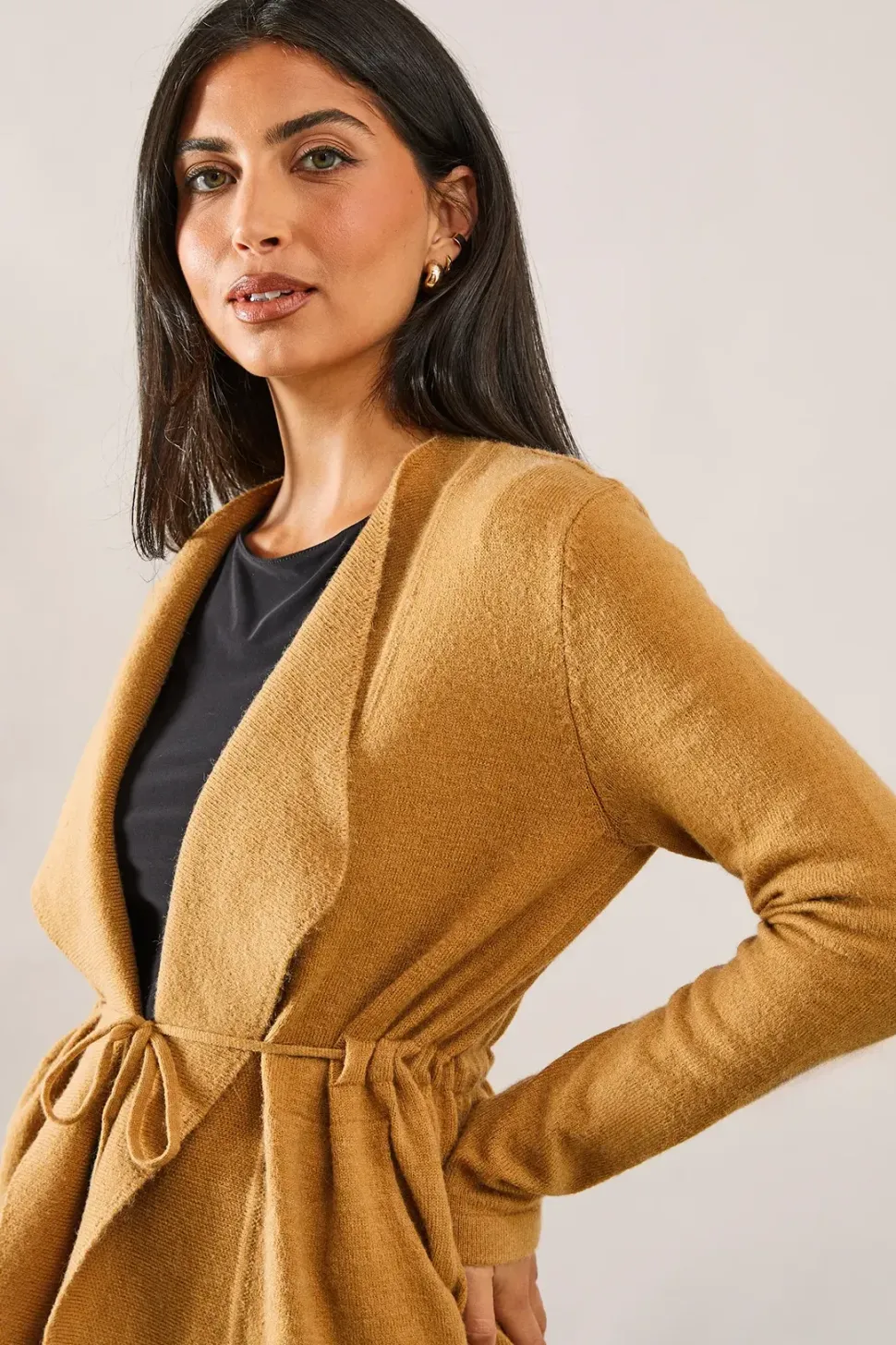 Waterfall Belted Knitted Jacket