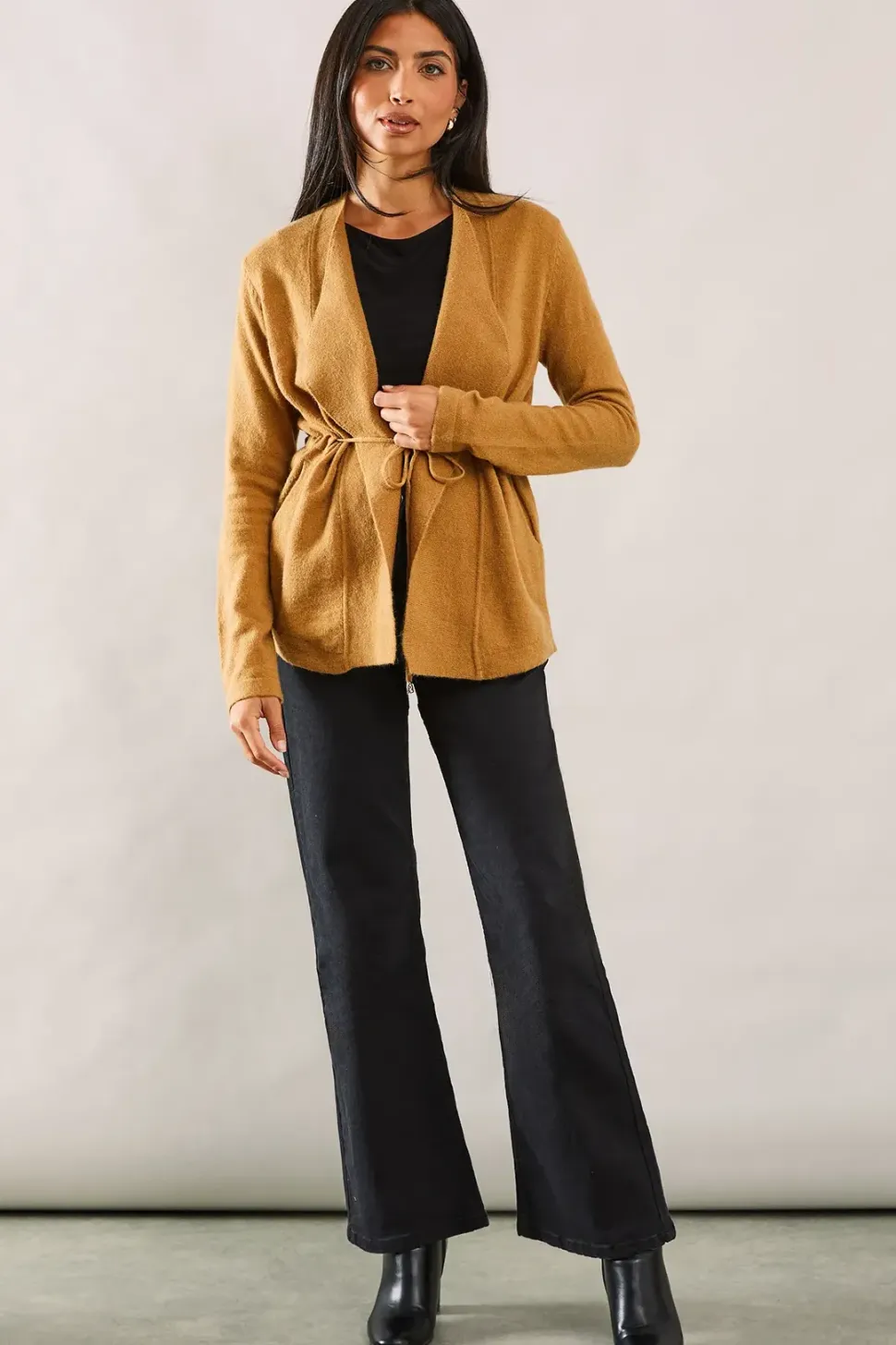 Waterfall Belted Knitted Jacket