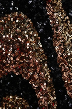 Wave Sequin Bandeau Split Side Midi Dress