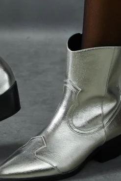 Western Leather Look Ankle Boots