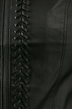 Whipstitch Detail Faux Leather Jacket