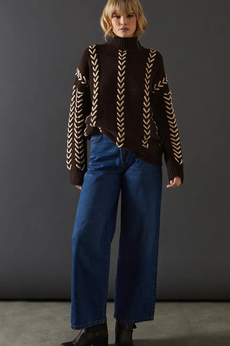 Whipstitch Detail Oversized Jumper
