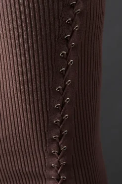 Whipstitch Front Slouchy Knitted Midi Dress