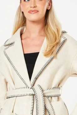 Whipstitch Wrap Midi Coat