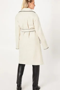 Whipstitch Wrap Midi Coat