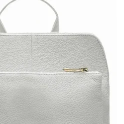 White Soft Pebbled Leather Pocket Backpack | BIYIE