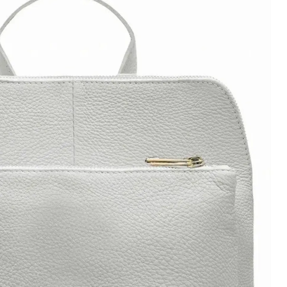 White Soft Pebbled Leather Pocket Backpack | BIYIE