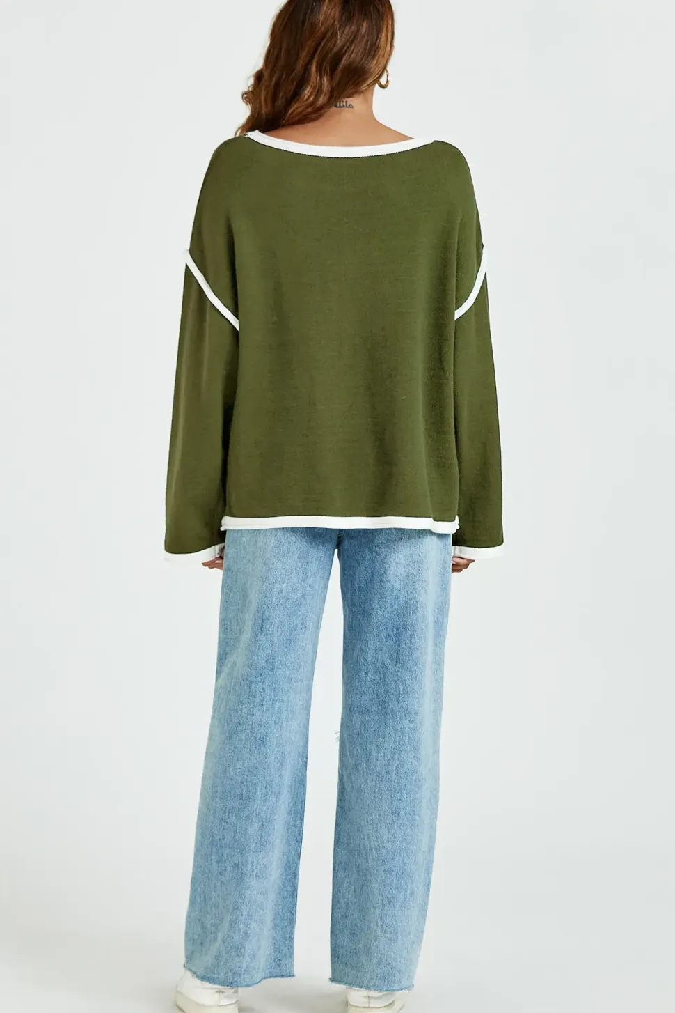 White Striped Oversized Jumper Top