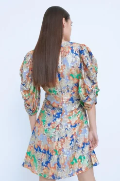 WH x The British Museum: The Charles Rennie Mackintosh Collection Sparkle Floral Ruched Mini Dress