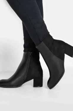Wide & Extra Wide Fit Block Ankle PU Ankle Boots