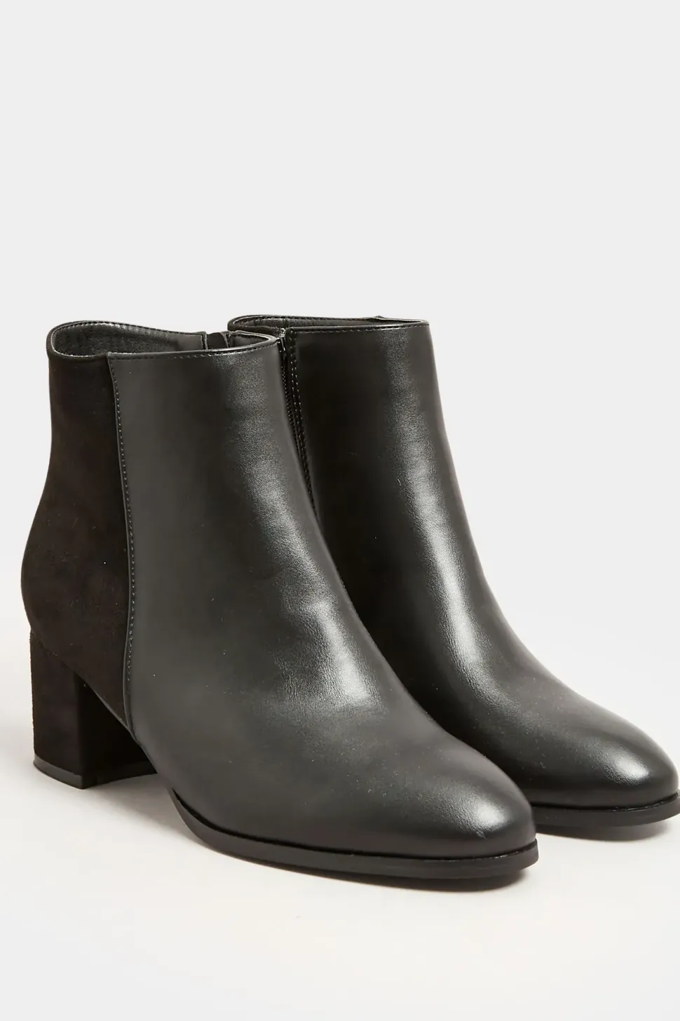 Wide & Extra Wide Fit Block Ankle PU Ankle Boots