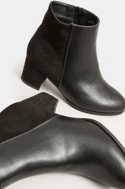Wide & Extra Wide Fit Block Ankle PU Ankle Boots