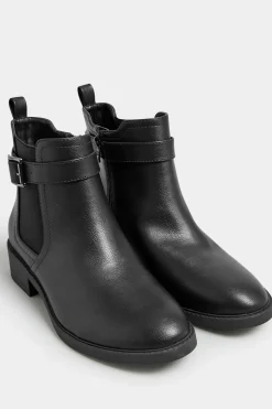 Wide & Extra Wide Fit Buckle Faux Leather Ankle Boots