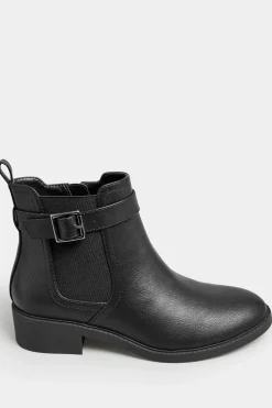 Wide & Extra Wide Fit Buckle Faux Leather Ankle Boots