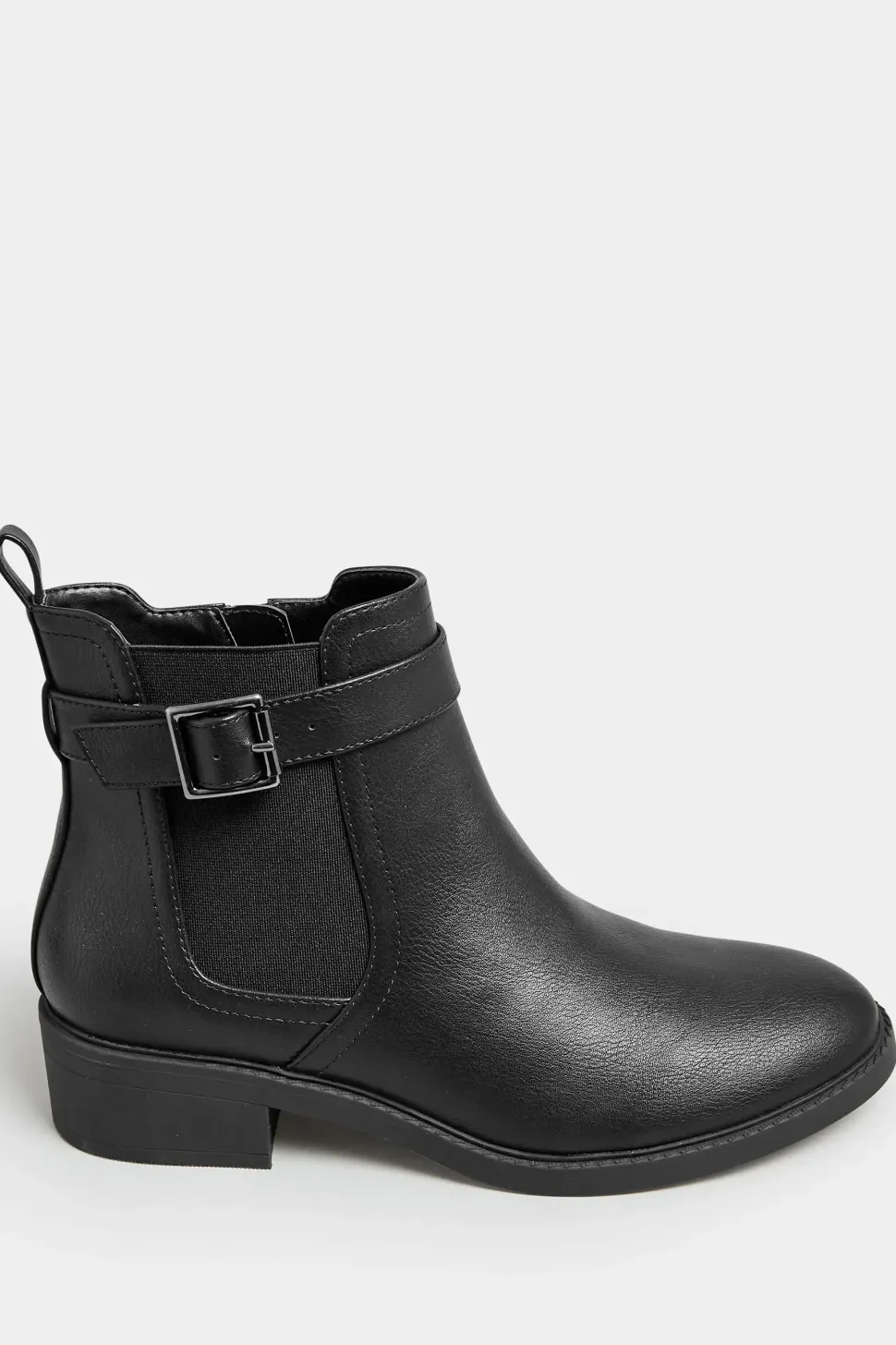 Wide & Extra Wide Fit Buckle Faux Leather Ankle Boots