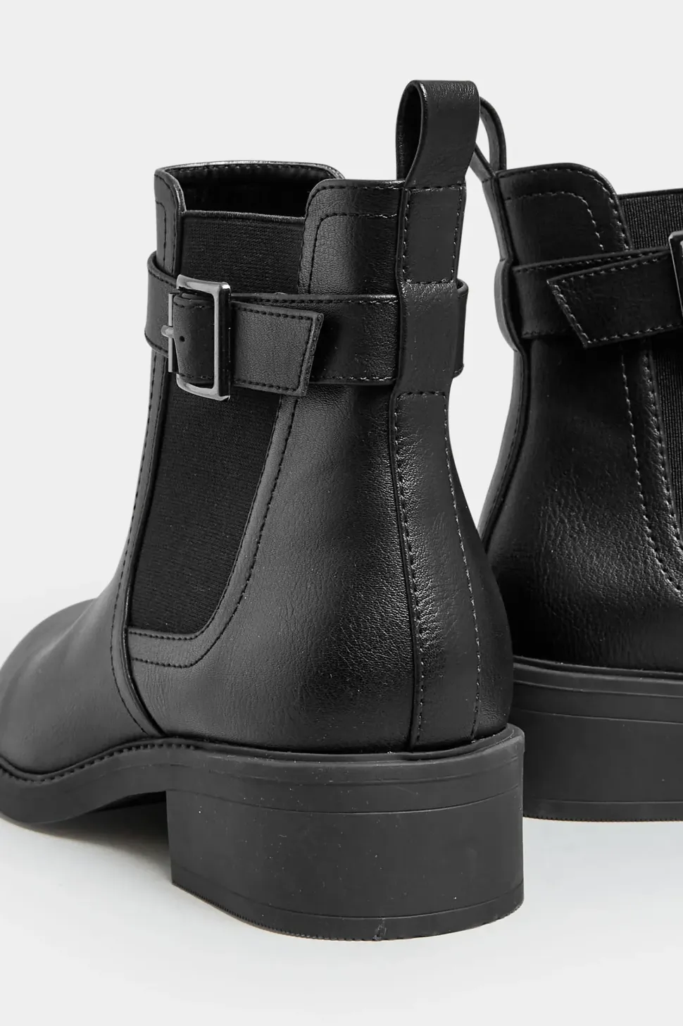 Wide & Extra Wide Fit Buckle Faux Leather Ankle Boots
