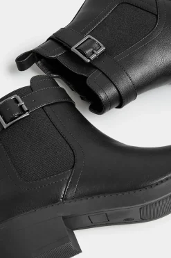 Wide & Extra Wide Fit Buckle Faux Leather Ankle Boots