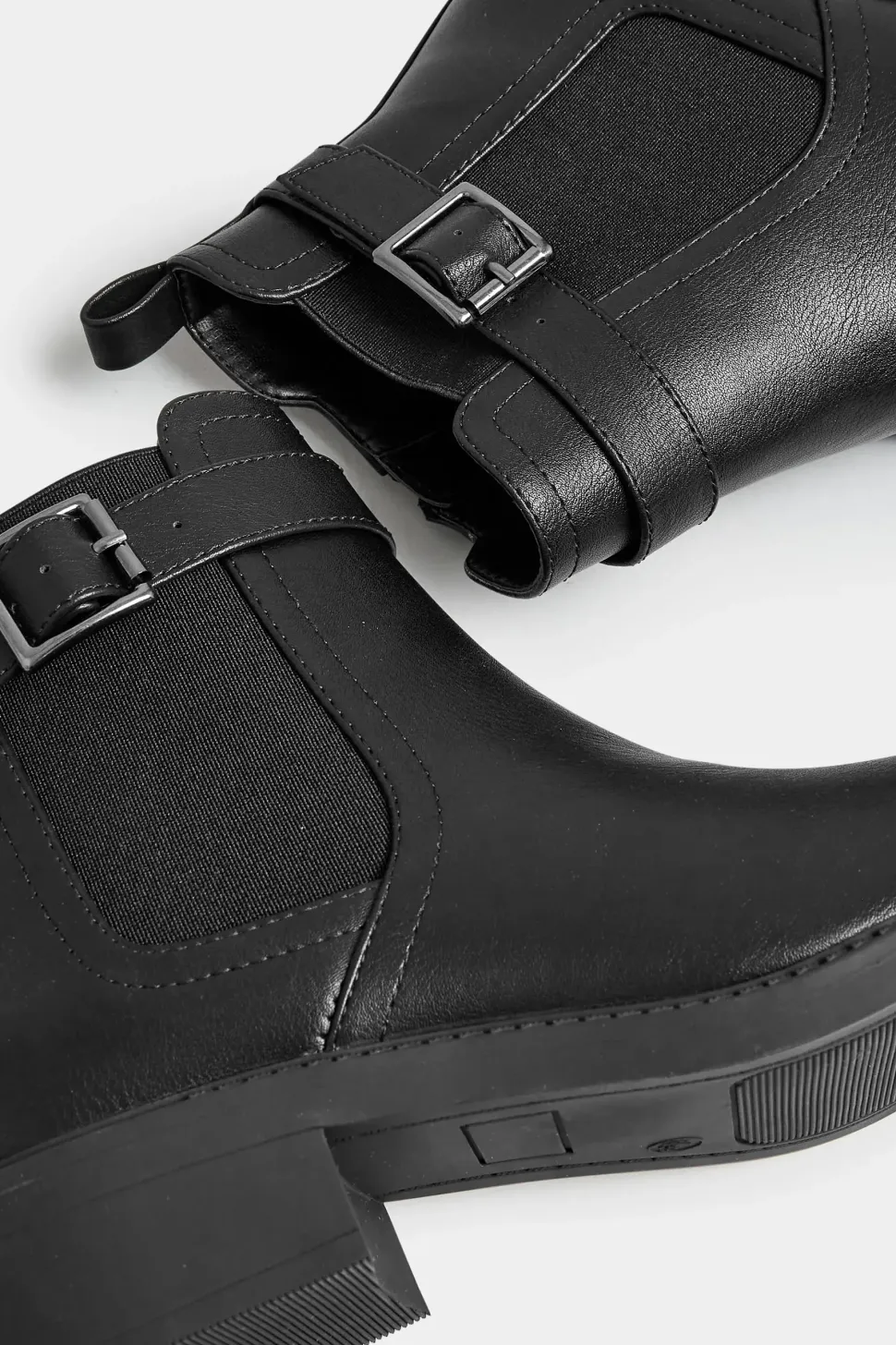 Wide & Extra Wide Fit Buckle Faux Leather Ankle Boots