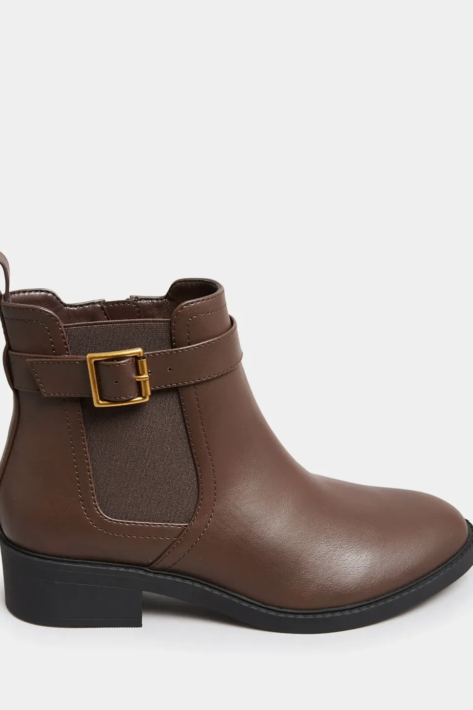 Wide & Extra Wide Fit Buckle Faux Leather Ankle Boots