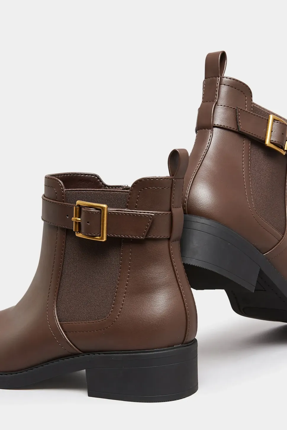 Wide & Extra Wide Fit Buckle Faux Leather Ankle Boots
