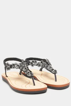 Wide & Extra Wide Fit Diamante Flower Sandals