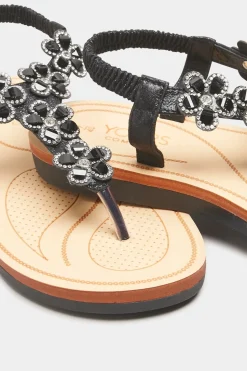 Wide & Extra Wide Fit Diamante Flower Sandals