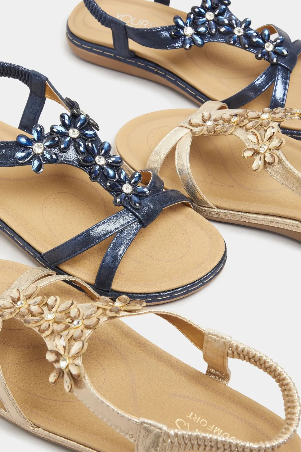 Wide & Extra Wide Fit Diamante Studded Sandals