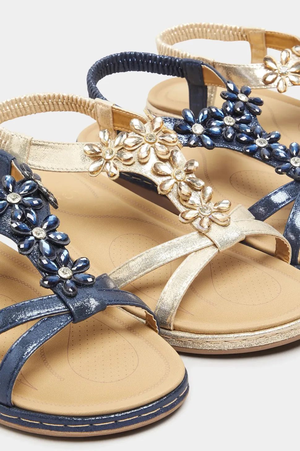 Wide & Extra Wide Fit Diamante Studded Sandals