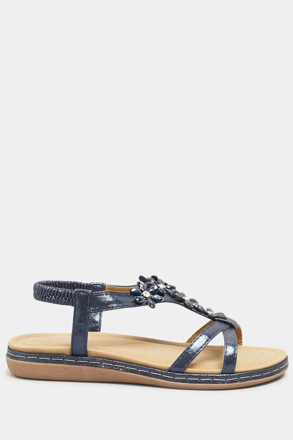 Wide & Extra Wide Fit Diamante Studded Sandals