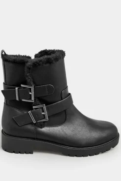 Wide & Extra Wide Fit Faux Fur Lined Biker Boot