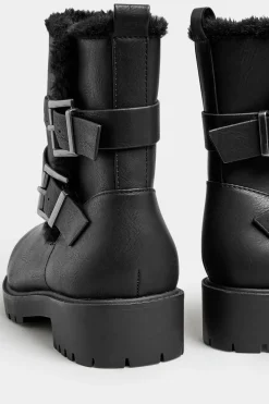 Wide & Extra Wide Fit Faux Fur Lined Biker Boot