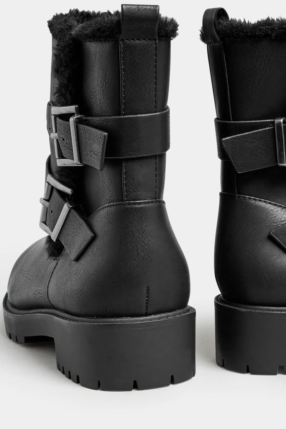 Wide & Extra Wide Fit Faux Fur Lined Biker Boot