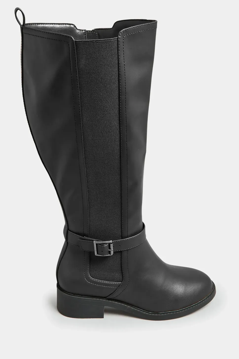 Wide & Extra Wide Fit Faux Leather Buckle Knee High Boots