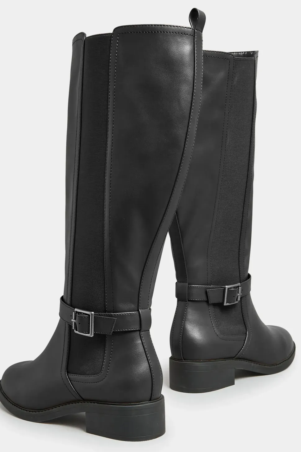 Wide & Extra Wide Fit Faux Leather Buckle Knee High Boots