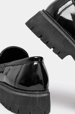 Wide & Extra Wide Fit Patent Chunky Saddle Loafers