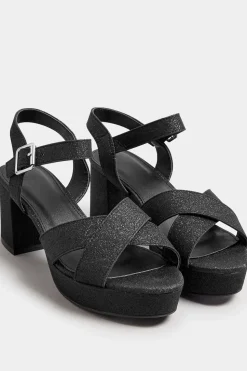 Wide Fit & Extra Wide Fit Cross Over Strap Glitter Heels