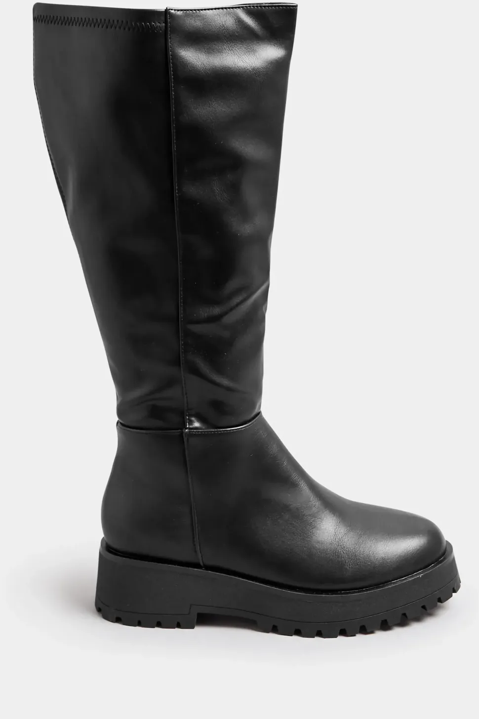 Wide Fit & Extra Wide Fit Faux Leather Chunky Knee High Boots