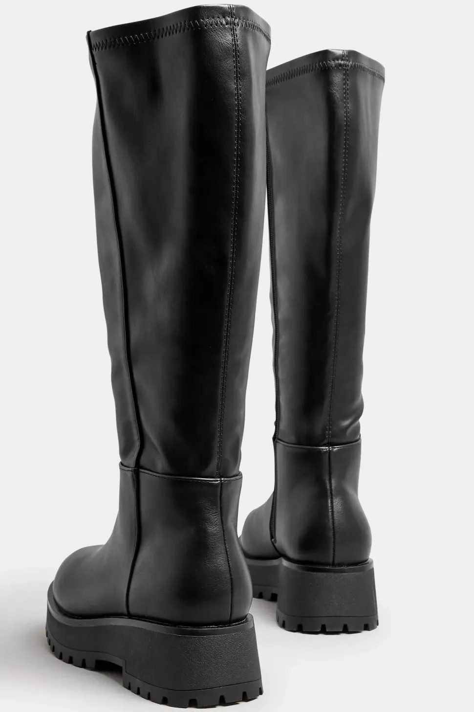 Wide Fit & Extra Wide Fit Faux Leather Chunky Knee High Boots