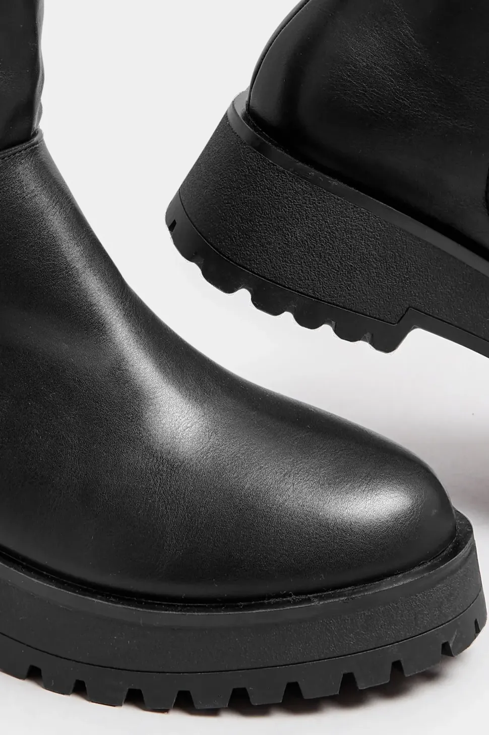 Wide Fit & Extra Wide Fit Faux Leather Chunky Knee High Boots