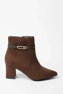 Wide Fit Ava Pointed High Block Heel Ankle Boots