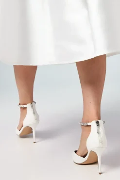 Wide Fit Bridal Faux Leather Tatiana Jewelled Anklet High Stiletto Court Shoes