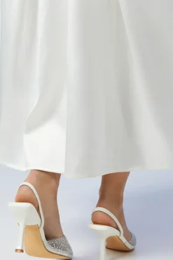 Wide Fit Bridal Tilly Diamante And Pearl Sling Back Pointed Court Shoes