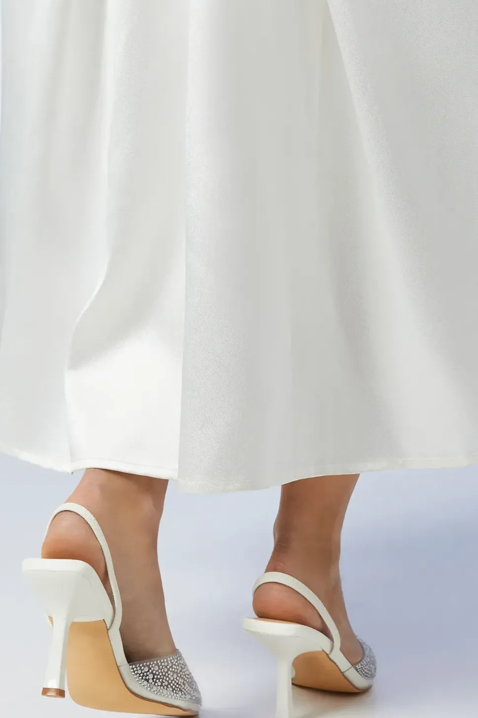 Wide Fit Bridal Tilly Diamante And Pearl Sling Back Pointed Court Shoes