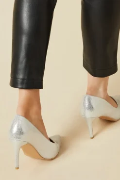 Wide Fit Dame High Stiletto Glitter Court Shoes