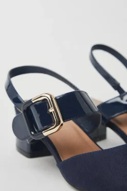 Wide Fit Darby Two Part Slingback Buckle Detail Court Shoes