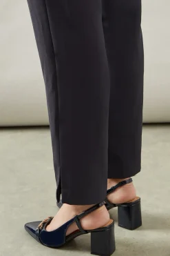 Wide Fit Darcia Snaffle Detail Pointed Block Heel Slingback Court Shoes