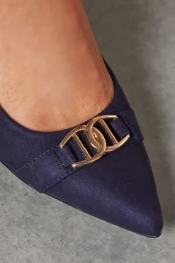 Wide Fit Darcy Pointed Trim Detail Block Heel Court