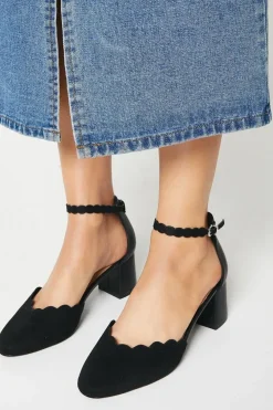Wide Fit Darling Scallop Detail Two Part Court Shoes