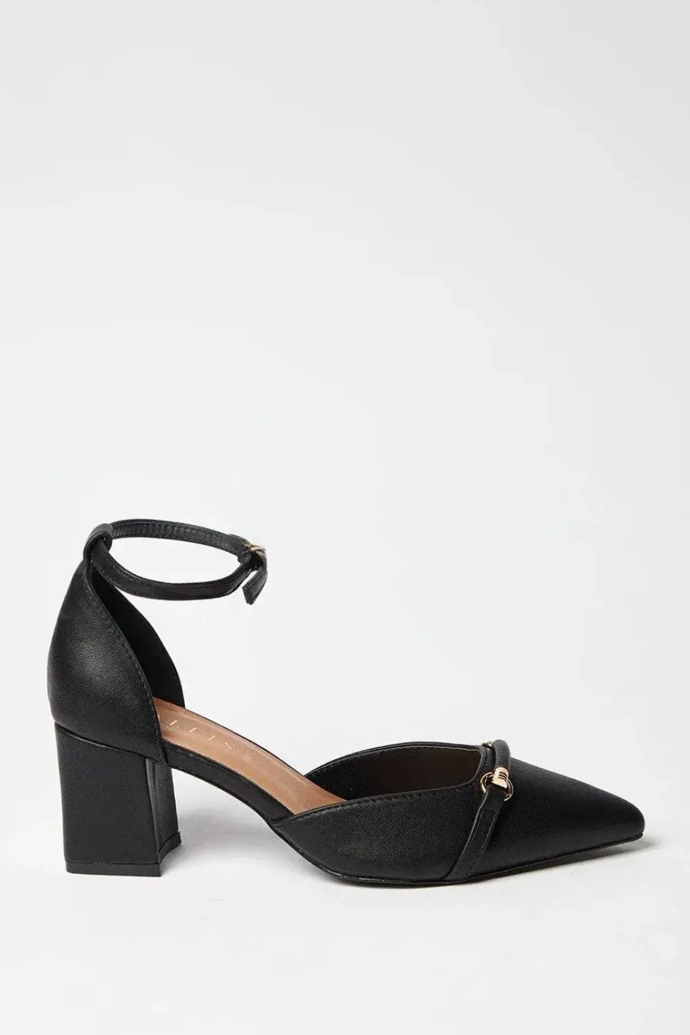 Wide Fit Dolly Snaffle Detail Medium Block Heel Court Shoes