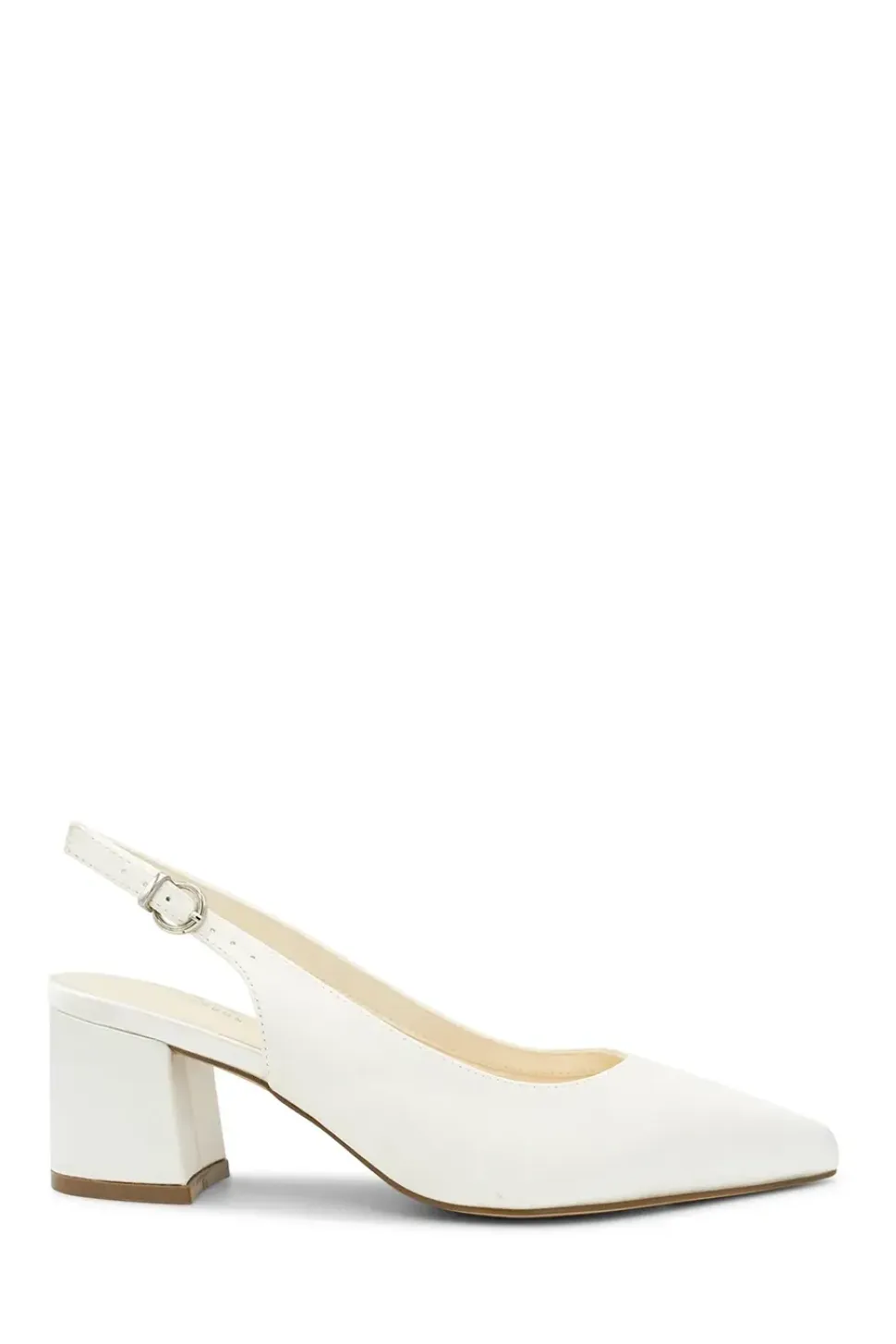 Wide Fit Dyeable Satin 'Bessy' Mid Block Heel Sling Back Court Shoe